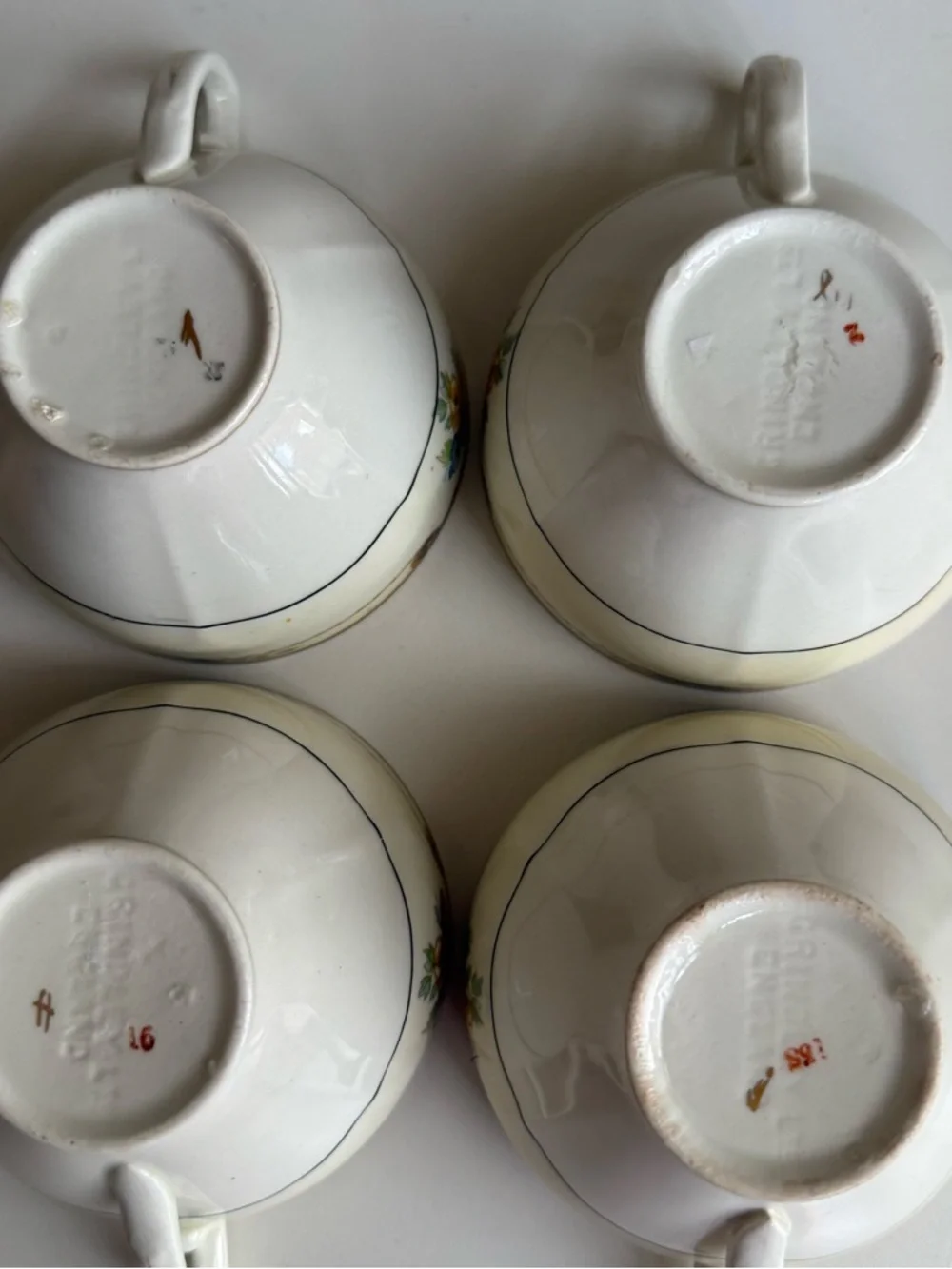 Set 8 Grindley England Vintage Teacup Gold Floral Porcelain